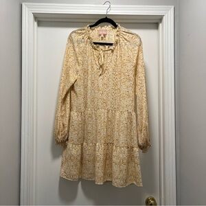 Show Me Your Mumu Snake Print Tunic Mini Dress Long Sleeve Tie Neck Boho M